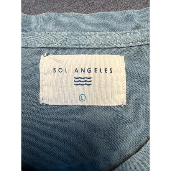 Sol Angeles V-Neck T-Shirt Size LG Teal Green Made in USA - Picture 3 of 8